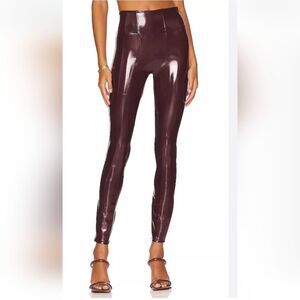 NWT Spanx Pants Women S Petite Ruby Faux Patent Leather Stretch Mid Rise